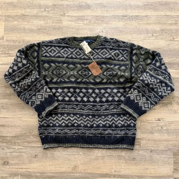 J. Crew Other - Vintage 1990s J.Crew Fair Isle Heavyweight Wool Sweater Size M